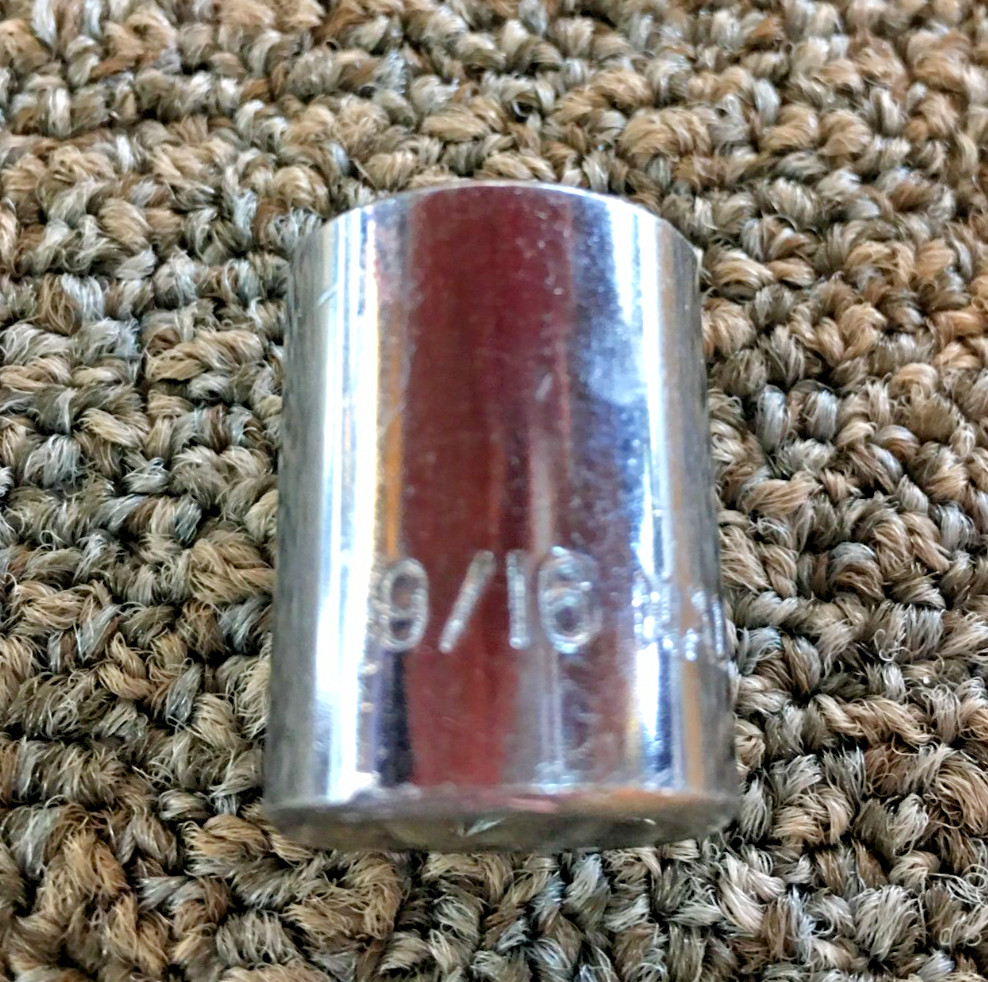 9/16 SOCKET, 6 POINT, 3/8 DRIVE, CHORME FINISH, MALAYSIA