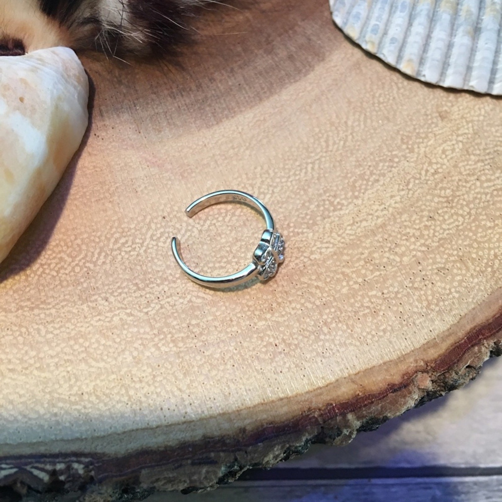 Sterling Silver Boho Butterly CZ Toe Ring/ Adjustable/ Dainty