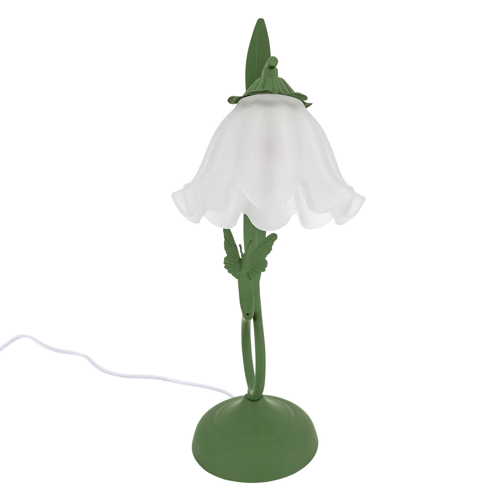Flower Shape Glass Table Lamp Bedside Desk Light Fixture Green Reading Lamp...