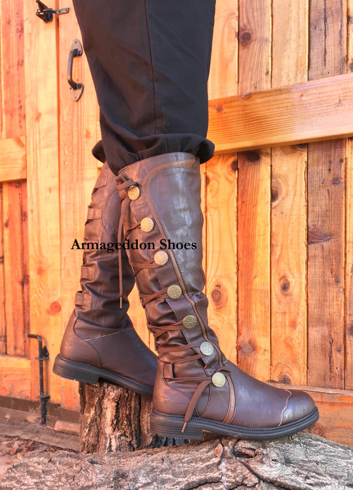 Brown Mens Steampunk Historical Period Serenity Airship Captain Costume Boots