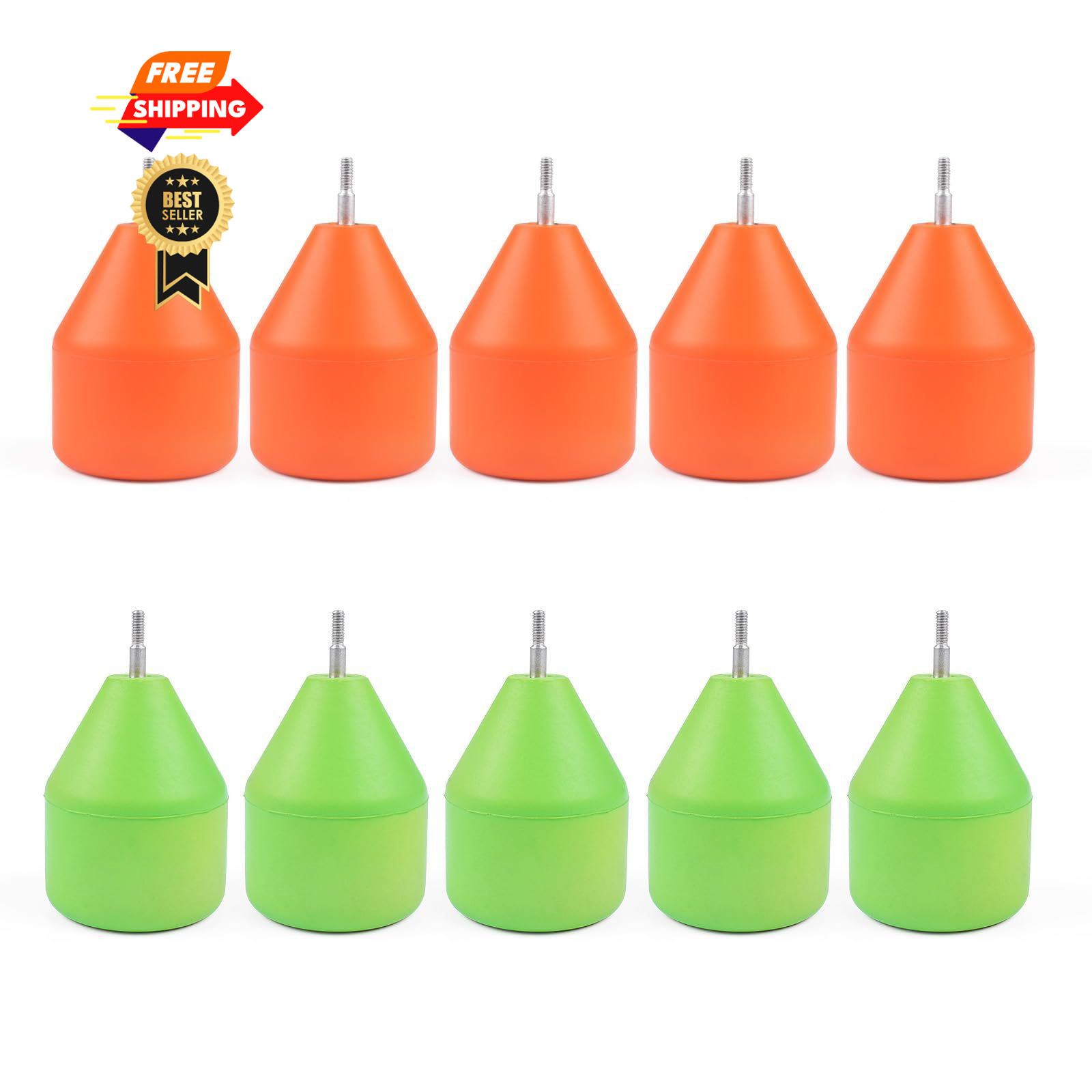 YLS Foam Arrow Tips Arrowhead Soft Sponge Heads Green 5pcs+Orange 5pcs