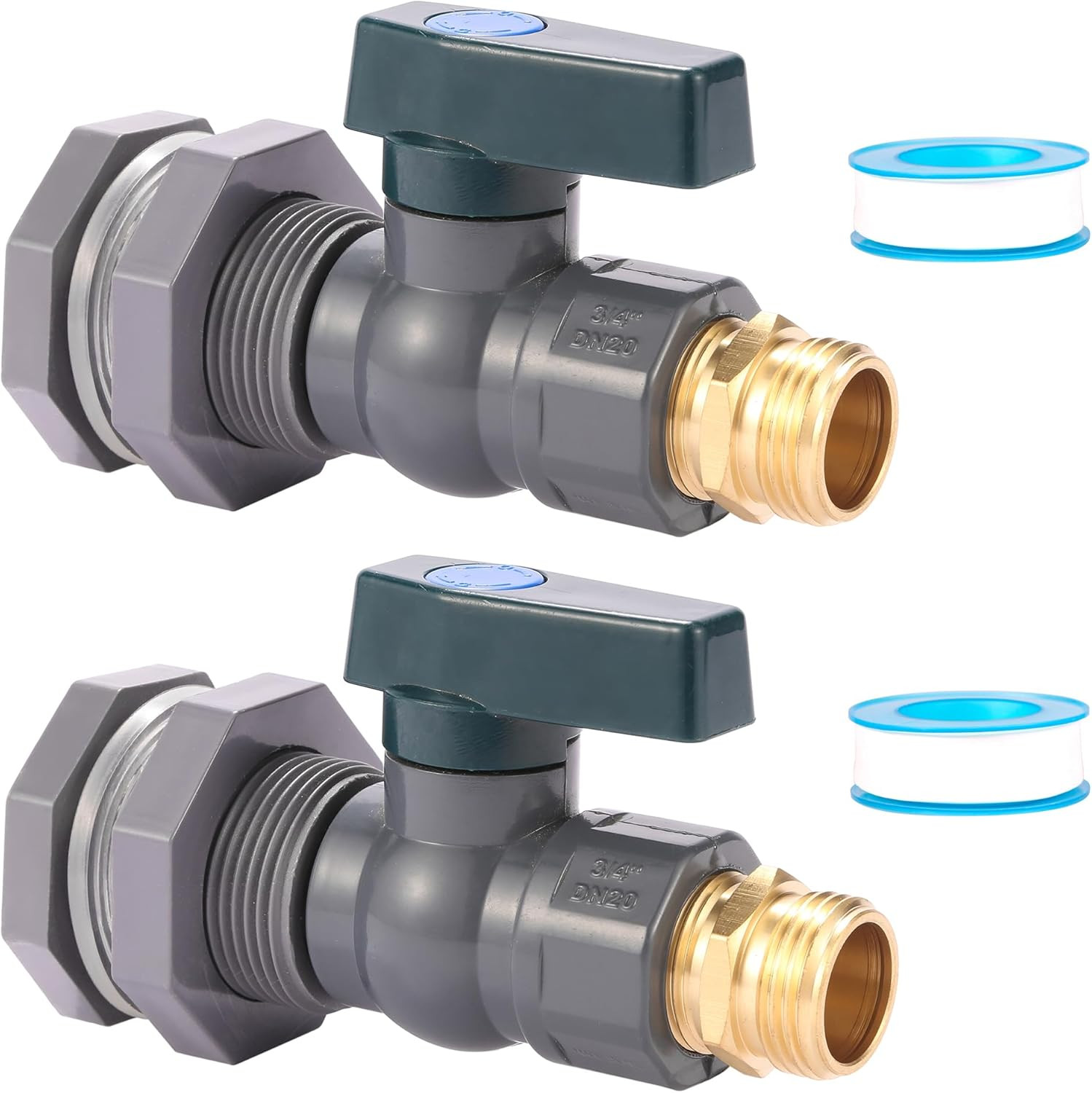 2 Set 3/4 Inch Rain Barrel Spigot Kit -  Water Barrel PVC Garden Diverter Kit wi