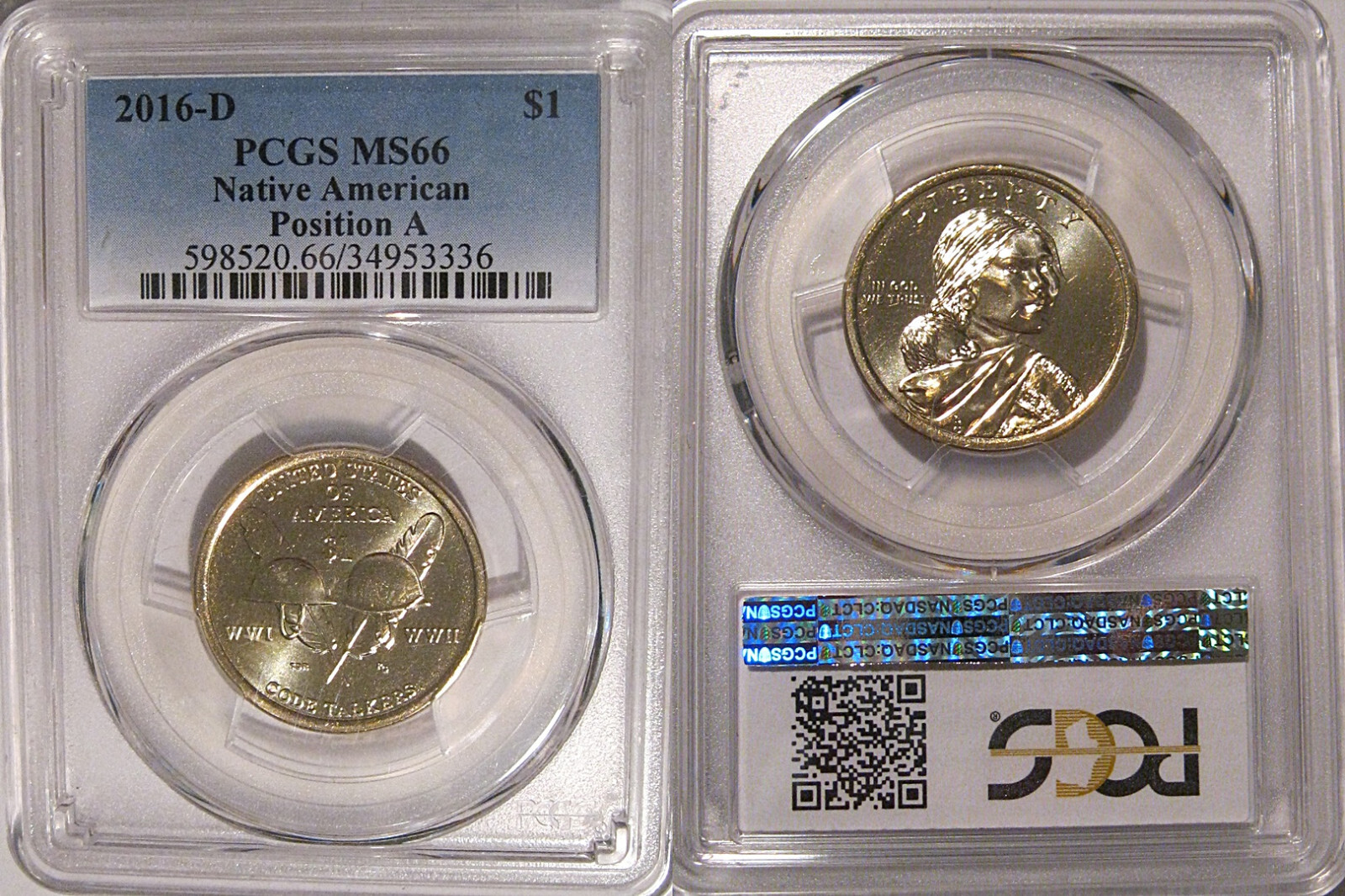 2016 D Native American Sacagawea Dollar $1 PCGS MS66 Position A
