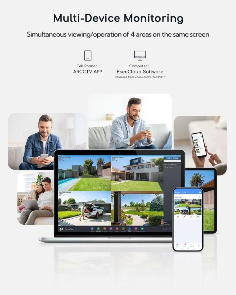 COOAU Wireless Outdoor Security Camera System 2 Solar Cameras with 4MP & 360°