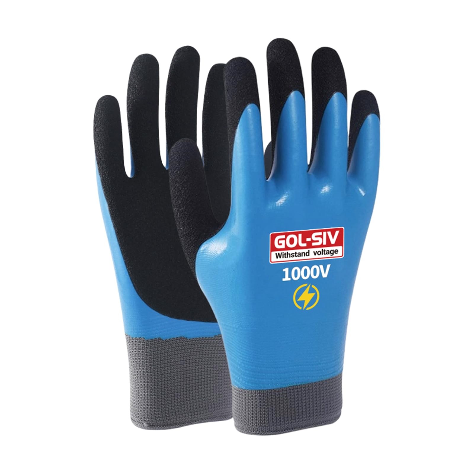 GOL-SIV Electrician Gloves 1000V High Voltage,ASTM D120 1000V-Large, Blue-1pc