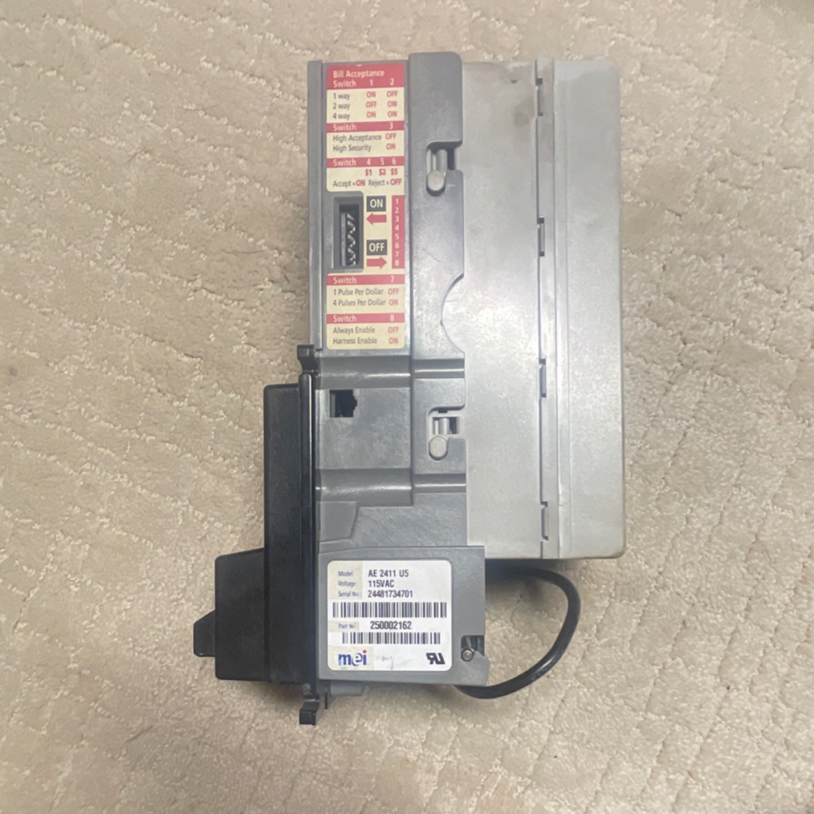 MEI AE 2411 U5 Bill Acceptor Validator MPN AE 2411 U5 Vending Machine Part
