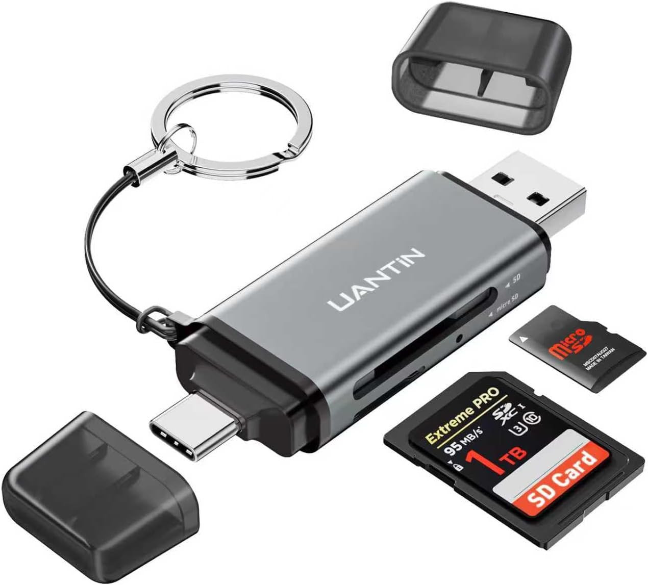 SD Card Reader USB C, High-Speed Dual Slot Memory Card Reader, USB 3.0 to Micro