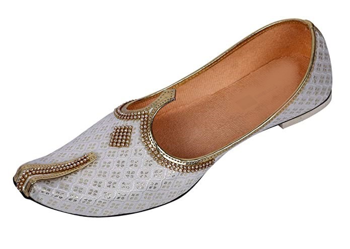 Mens jutti Indian wedding mojari sherwani khussa UK size 7-11 dot white shandaar