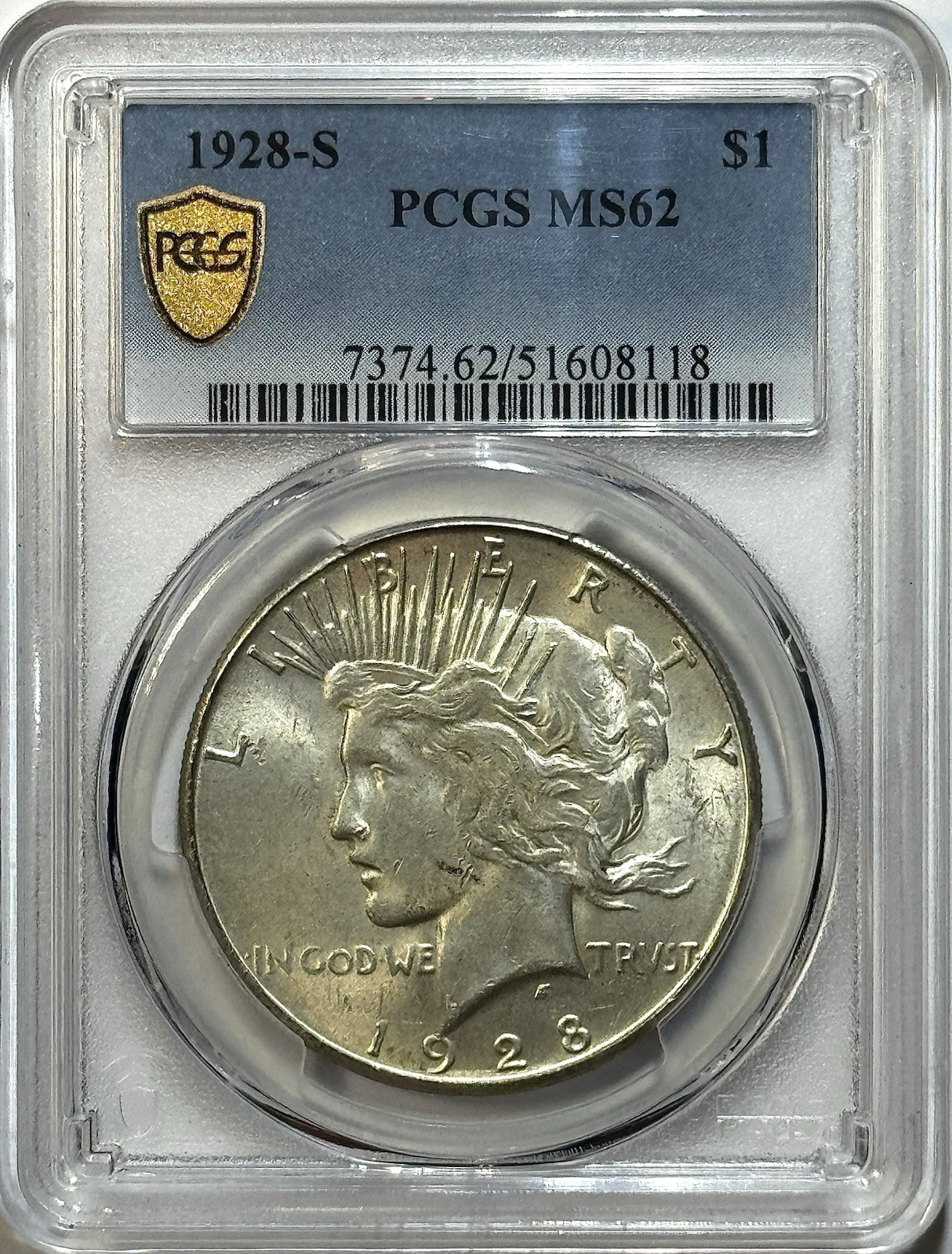 1928-S Peace Silver Dollar - PCGS MS62 - Better Date San Francisco Mint $1 Coin