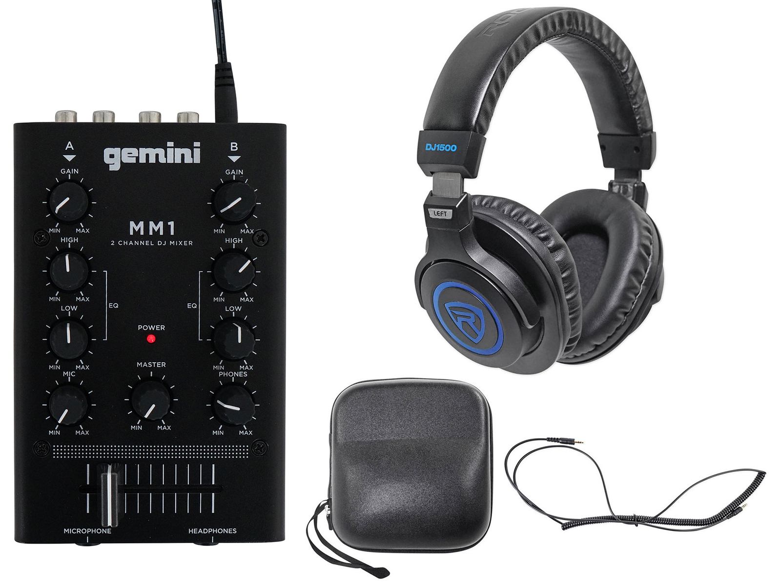 Gemini MM1 Pro Audio Pocket-Sized 2-Channel DJ Mixer w/ 2-Band EQ + Headphones