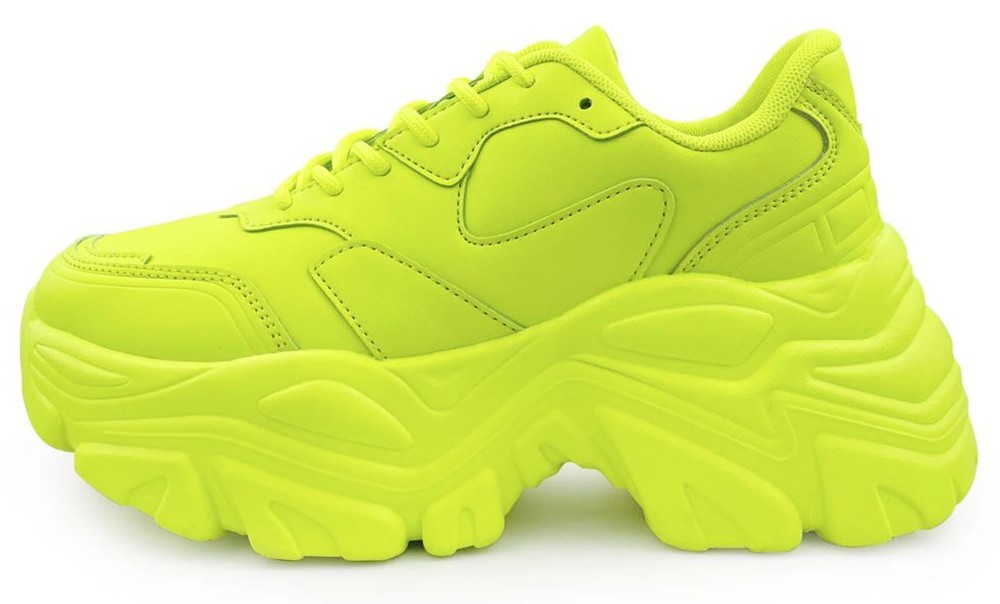 Berness Women Chunky Platform Sneakers Trainers Thick Walking BLAIR Neon Yellow