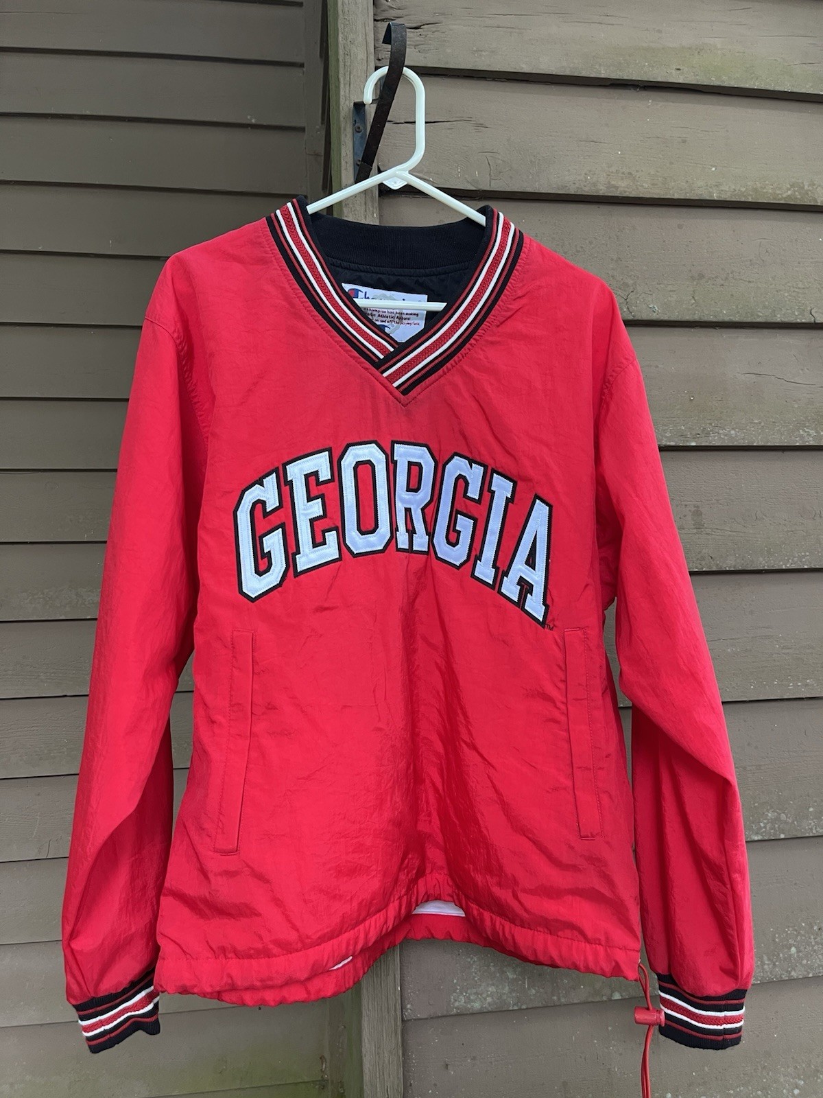 Vintage Y2K Georgia Bulldogs Champion Red Pullover Windbreaker Jacket Large