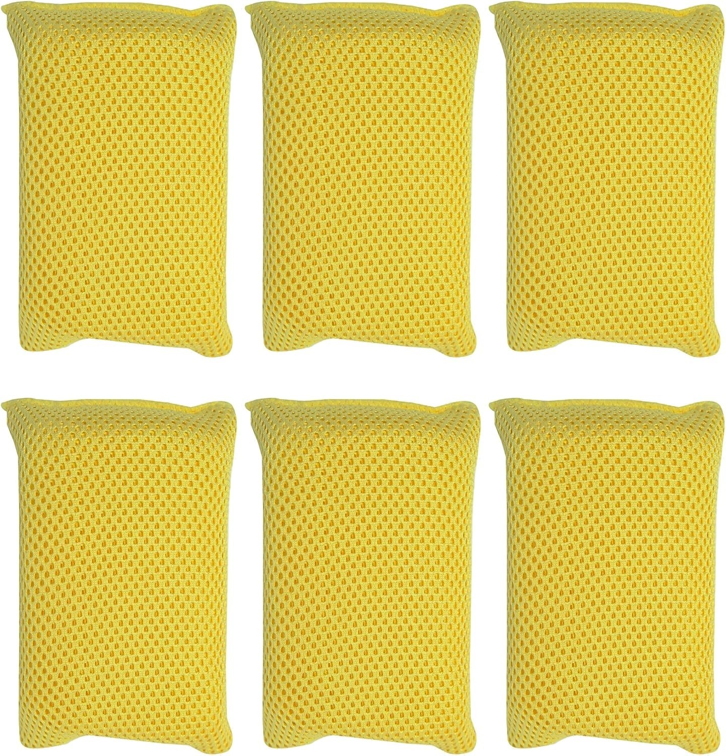 6-Pack, Bug Scrubber Sponge, Yellow, Large Microfiber