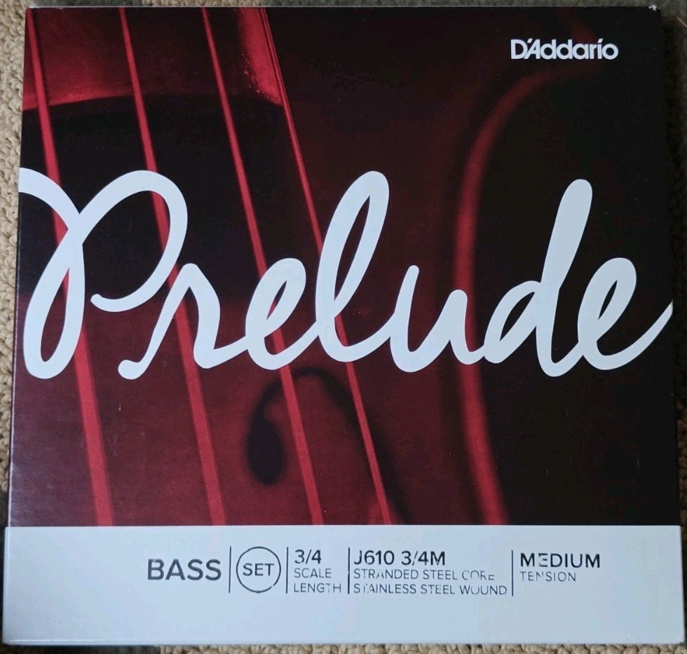 D'Addario Prelude Double Bass String Set  3/4 Size, Medium J610