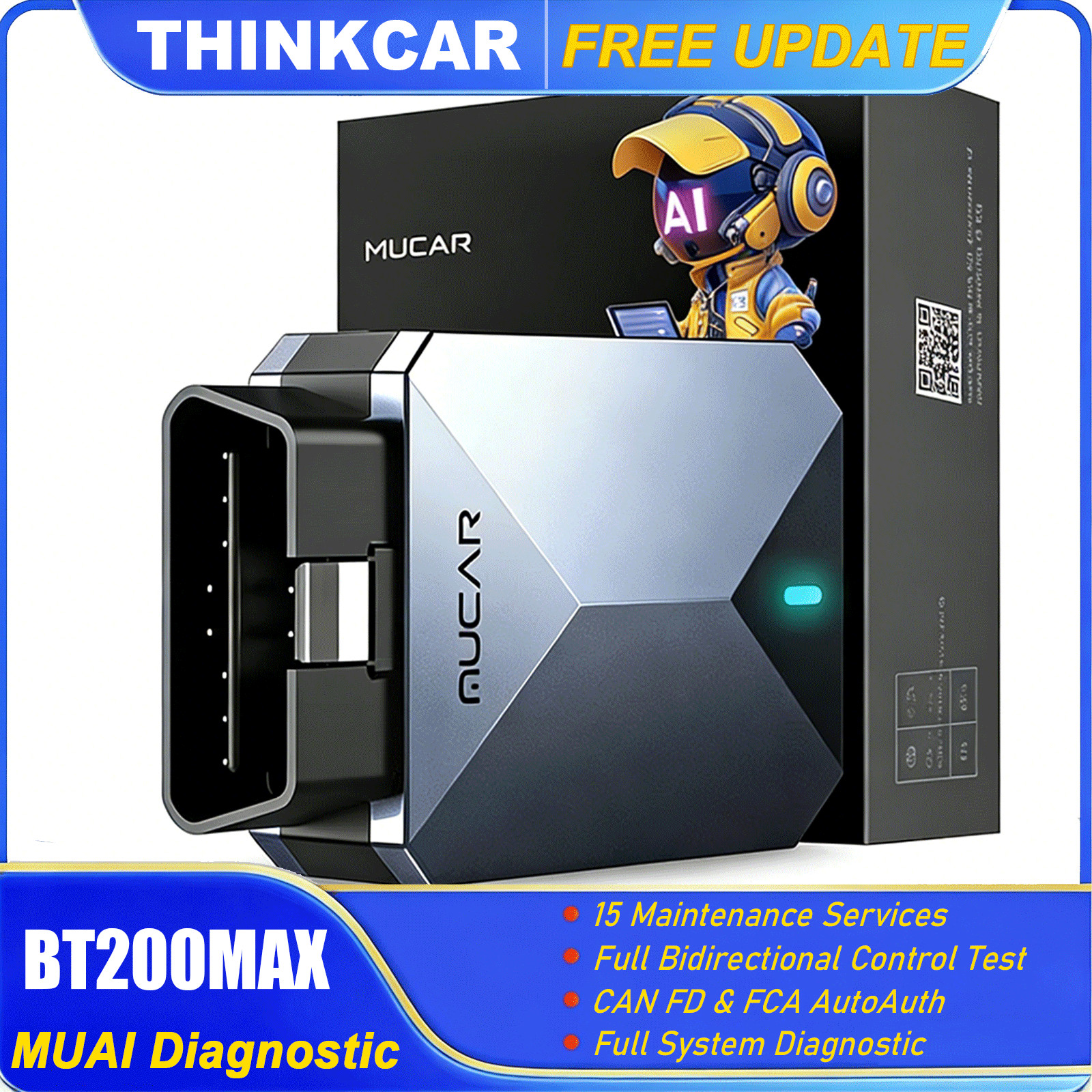 MUCAR BT200MAX AI-Assisted Diagnostic Scanner Active Test Scanner Lifetime Free