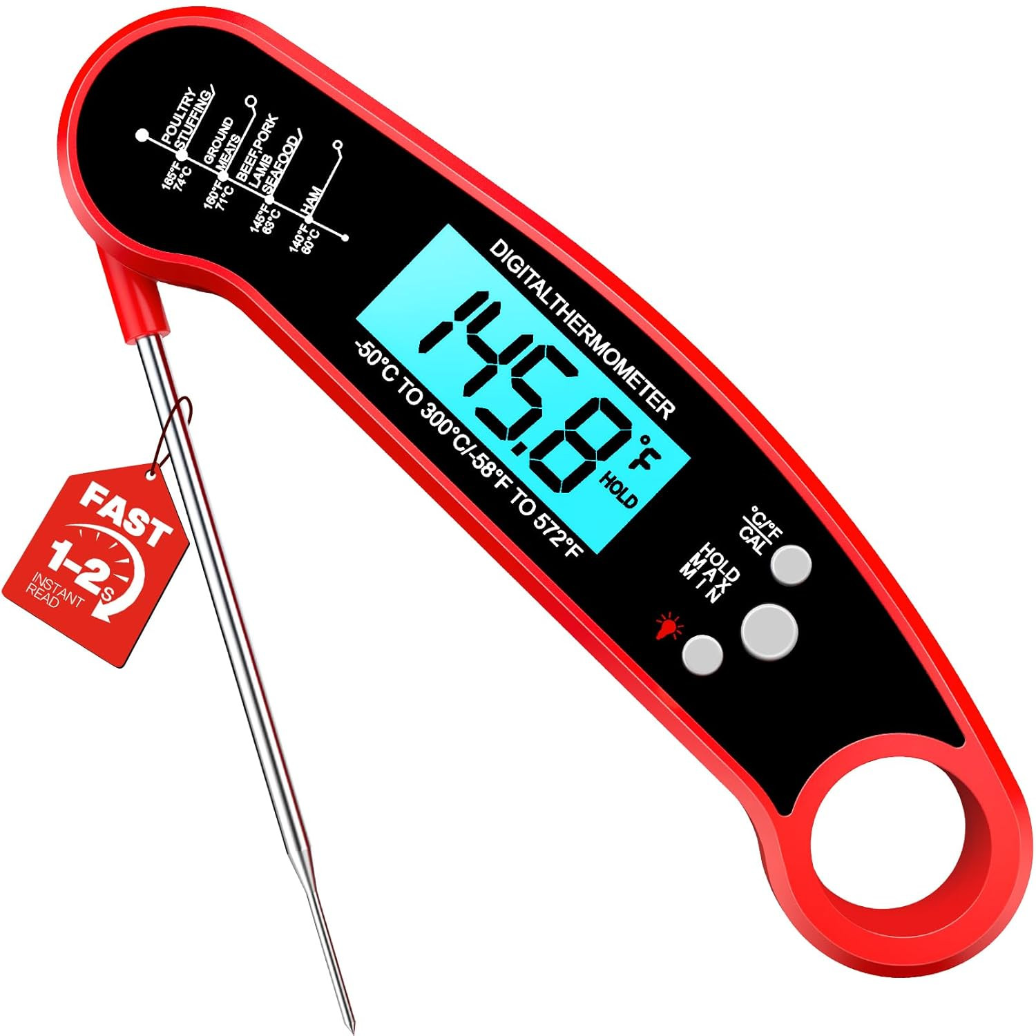 Meat Thermometer Digital – Instant Read Food Thermometer for Grilling, BBQ, Air