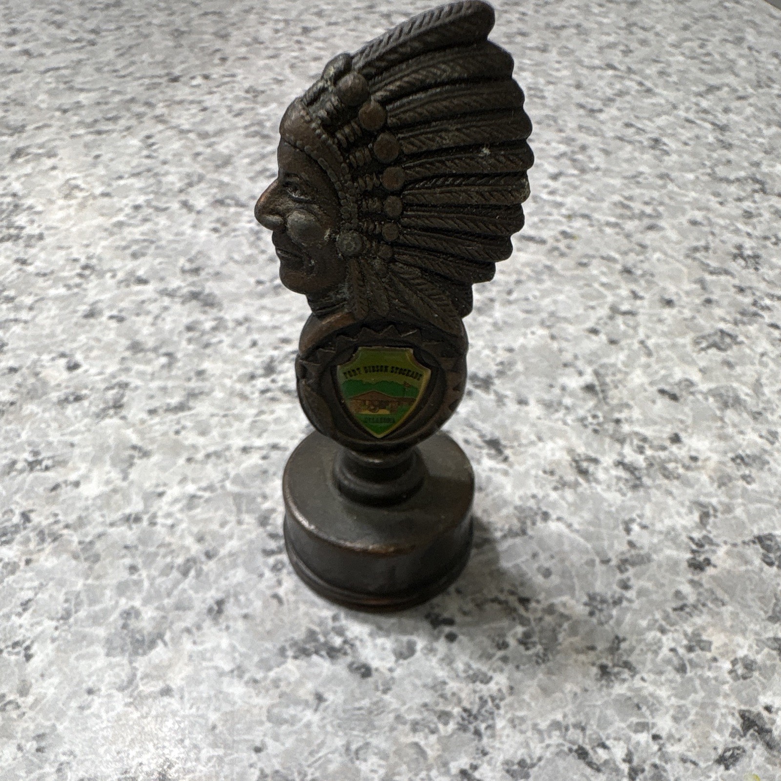 Vintage Cast Metal Indian Head Pencil Sharpener Handheld, Japan 1940s Vintage