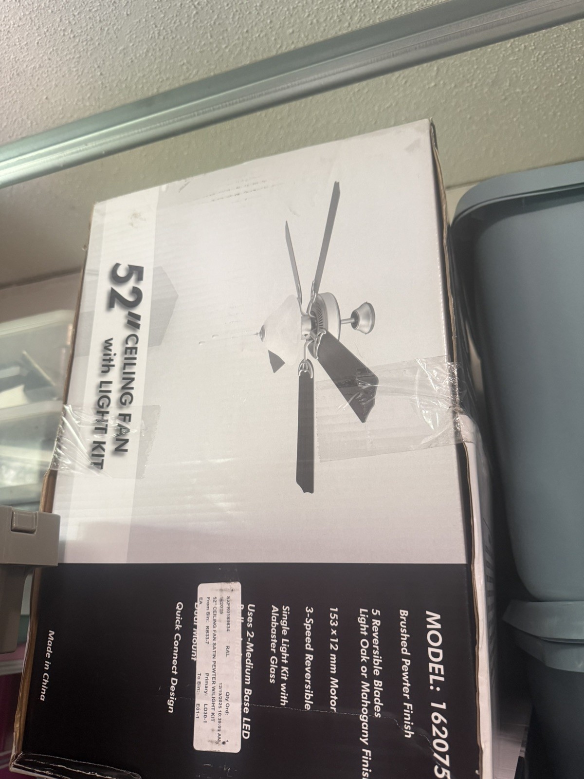 NWT Mainstays  52" Ceiling Fans with Light Kit Brushed Pewter 162075 NIB
