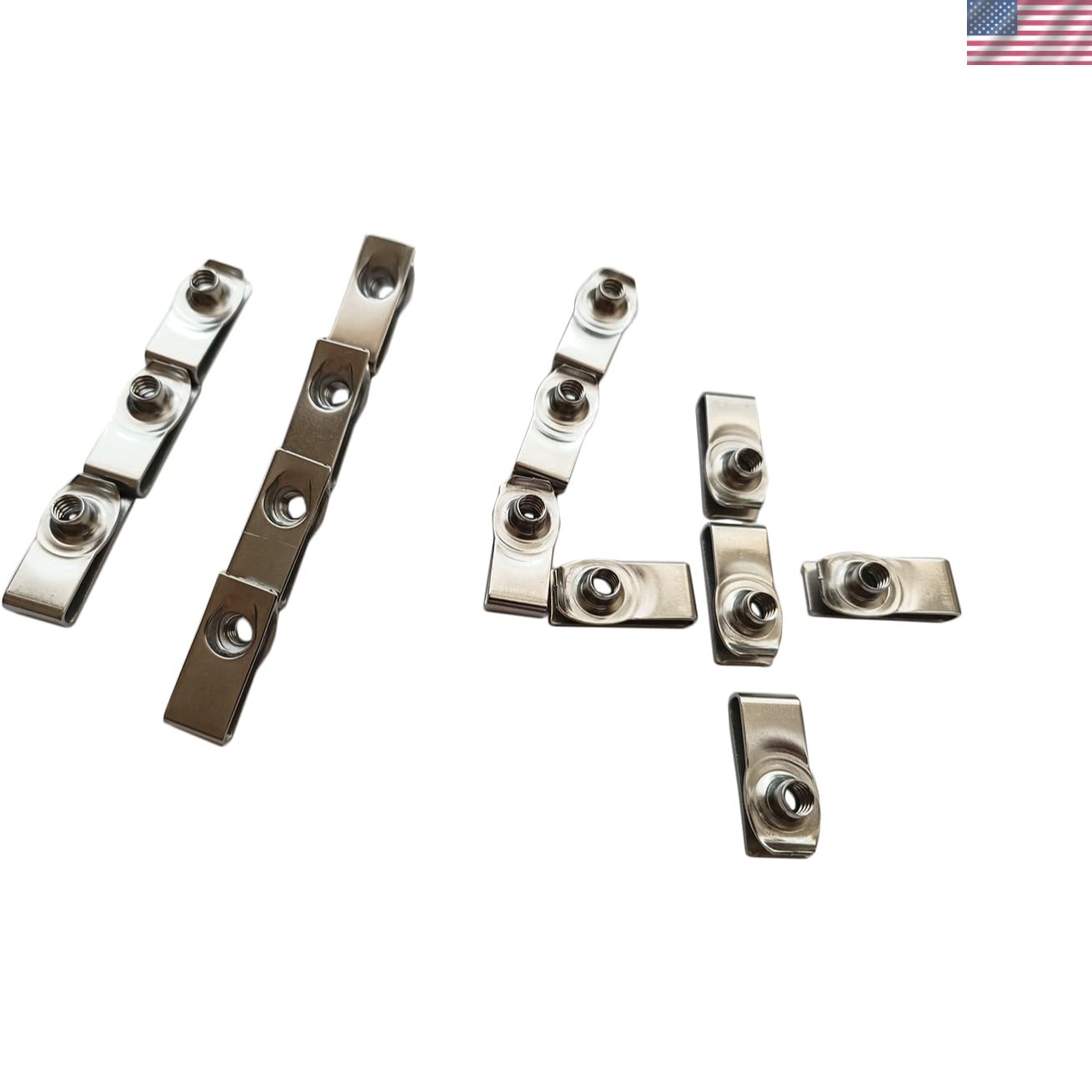 1/4"-20 Long Stainless Steel U -Style Clip-On Nut,U-Type Fasteners Pack of 25