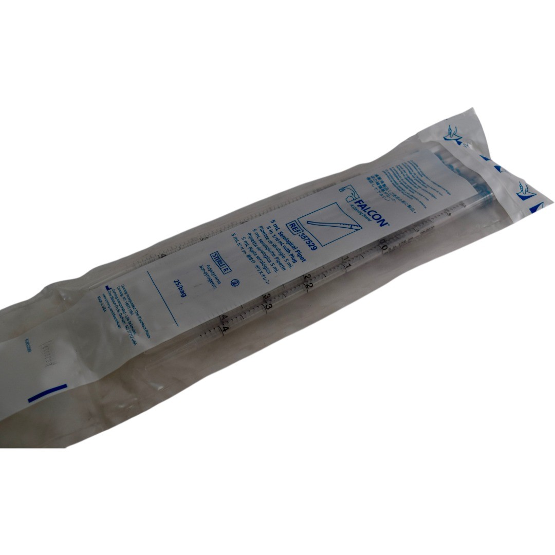 Pack of 25 NEW Falcon 357529 5mL Sterile Serological Pipets