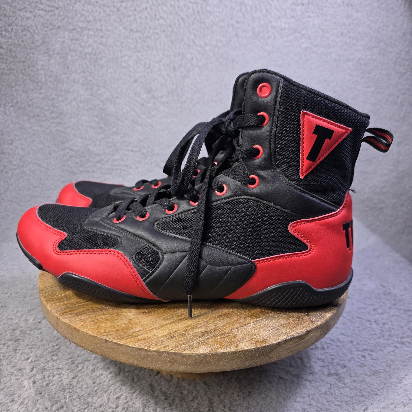 TITLE Boxing Shoes Mens Size 11 Black Red High Top Training Sparring Boots