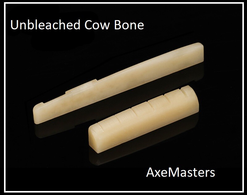 Real UNBLEACHED BONE Nut and Saddle for Acoustic Guitar - UNIVERSAL FIT
