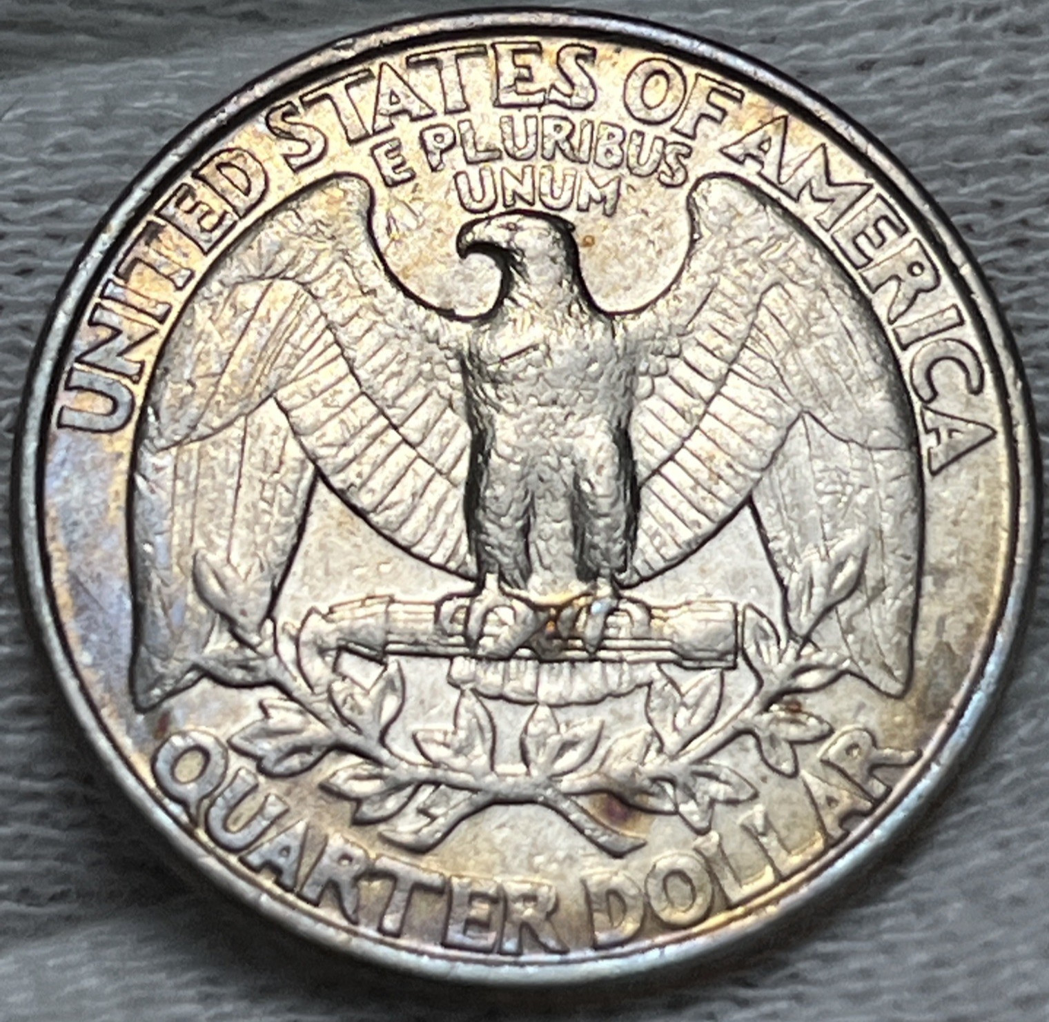 1993 P Washington Quarter Errors Strike Through Grease Rainbow Toning