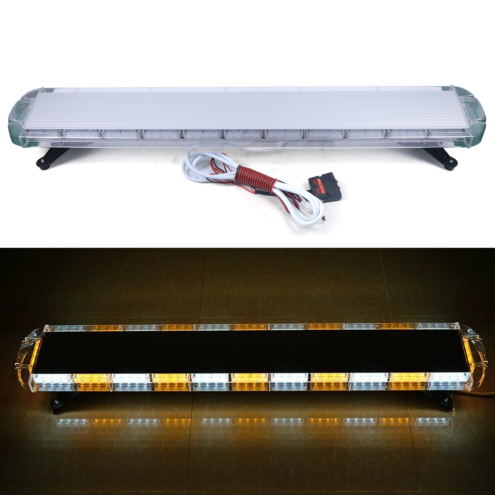51",96 LED Emergency Strobe Light Bar Tow Truck Warn Beacon Response Amber White