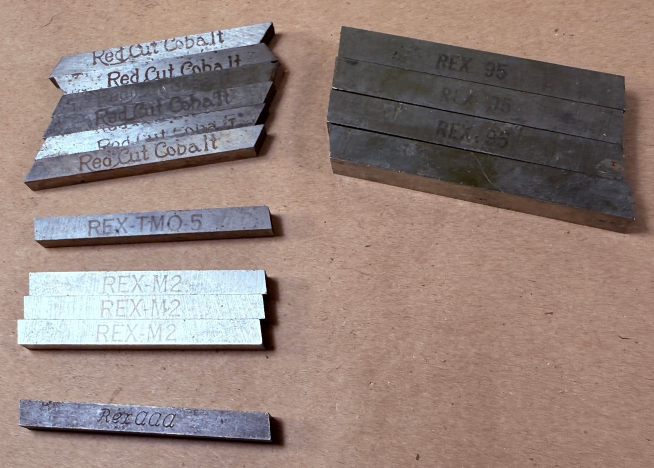 NOS 15 Pieces Rex 95 Red Cut Cobalt Rex-TMO-5 Rex-M2 Lathe Cutter Bits 1/4 & 3/8
