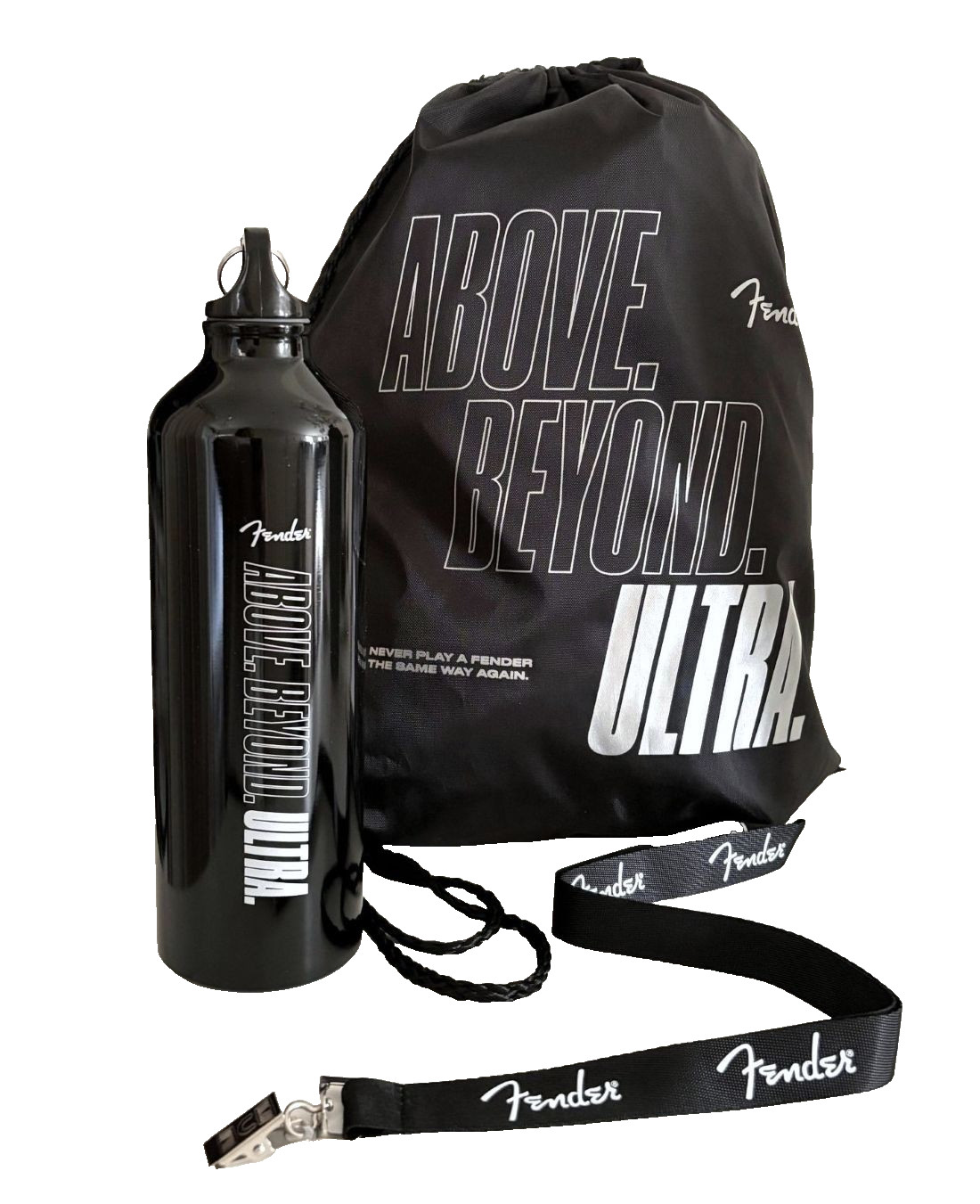 Fender American Ultra  Water Bottle Fender Lanyard & Fender Bag Tote Swag