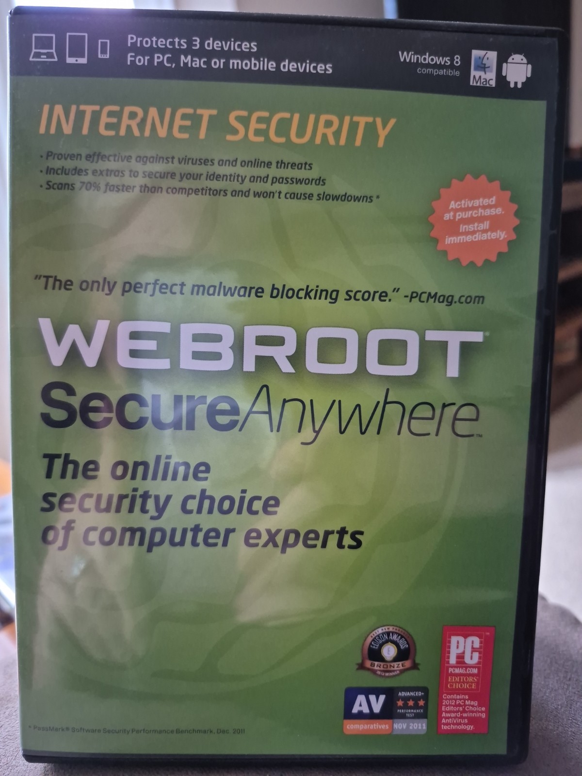 WEBROOT Software Secure Anywhere Internet Security Plus PC Mac NEW. 2013. 3 Dev
