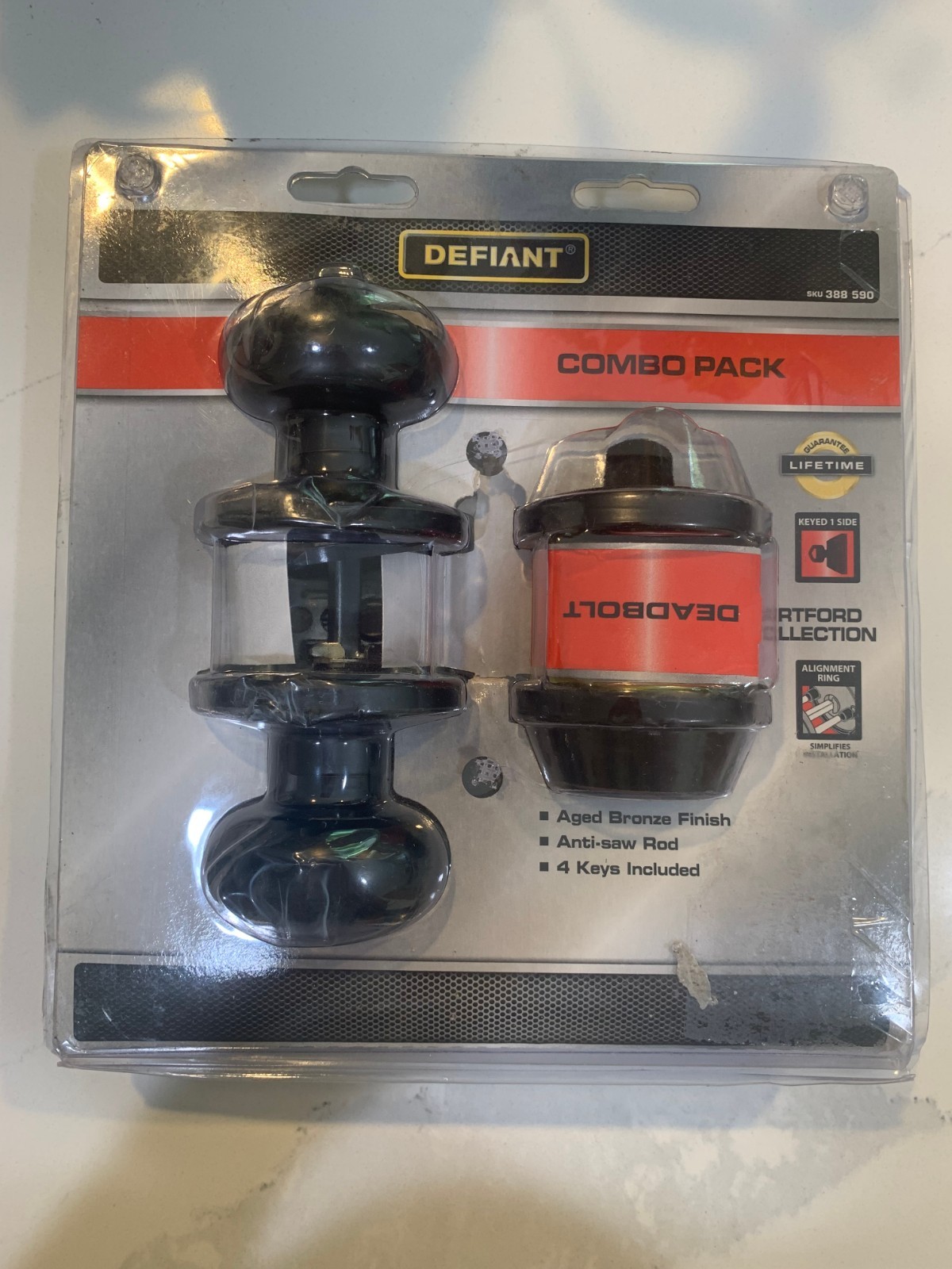 Defiant Combo Pack 388590 Doorknob w/ Deadlock