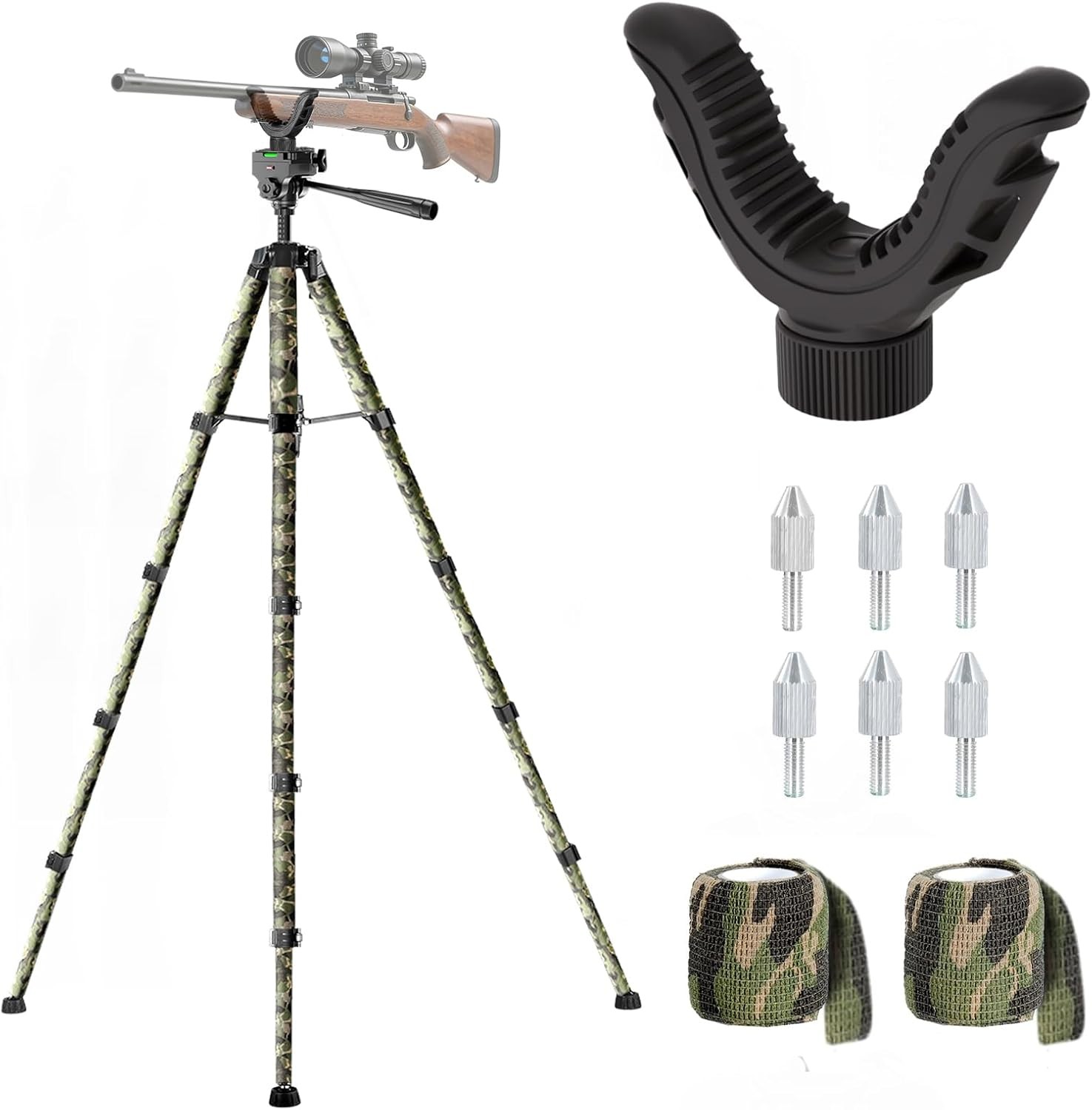 Lightweight Shooting Tripod Ground Spikes Gun Support for Target Practice Field