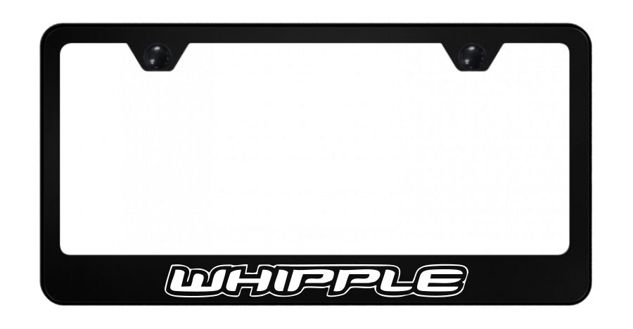 White Whipple Supercharged on Black Metal License Plate Frame