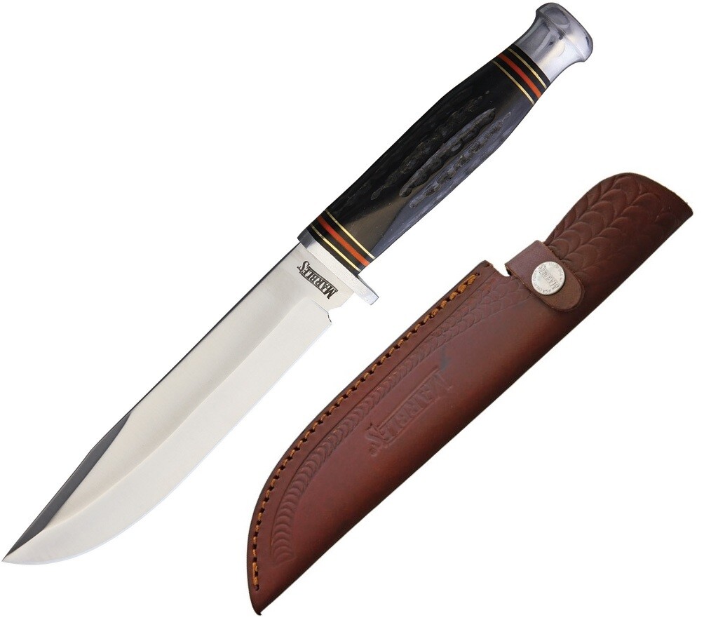 Marbles Bowie Fixed Knife 6 Stainless Steel Clip Point Blade Jigged Horn Handle