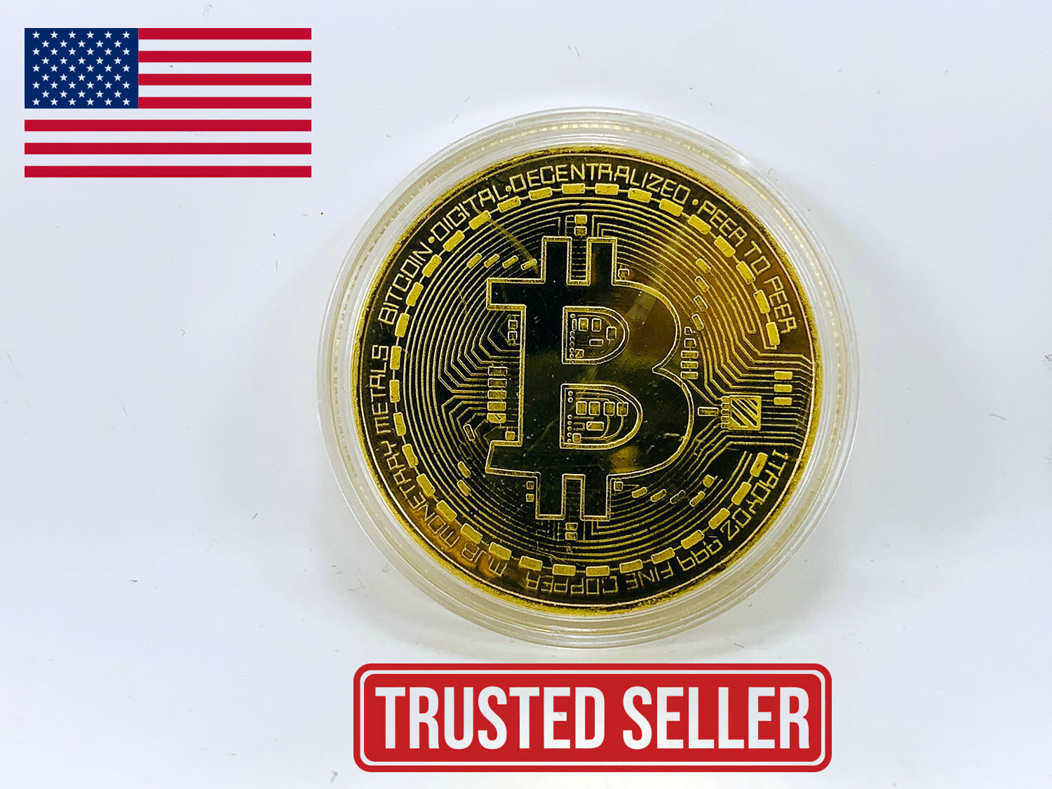 2 Pcs Bitcoin BTC Commemorative Gold Plated Bit Coin Collectible Fast Ship USA