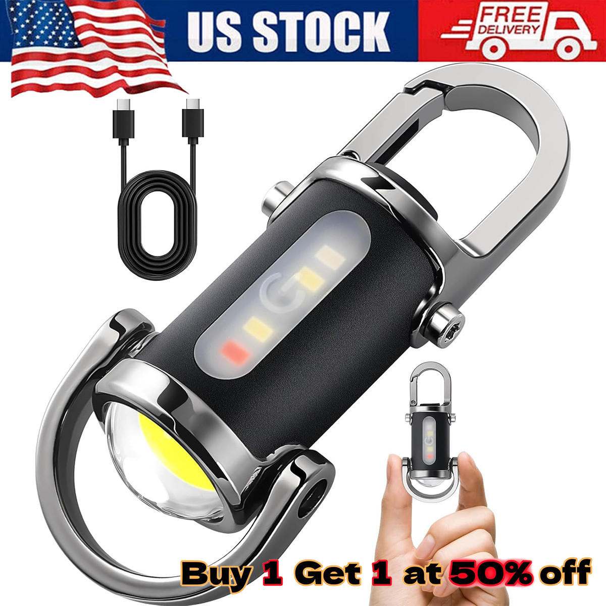 8Pcs LED Flashlight Keychain Portable Rechargeable Super Bright Mini Flashlight