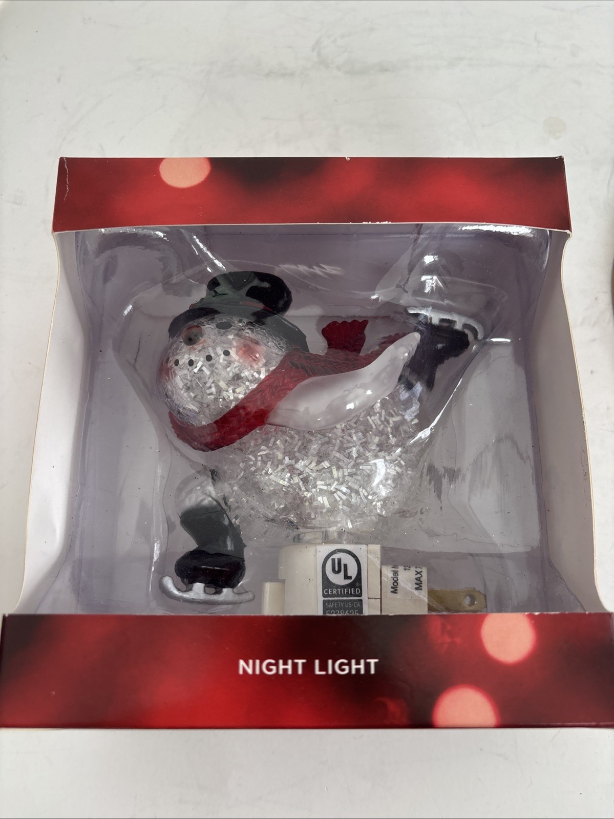 NIB St. Nicholas Square Ice Skating Snowman Night LIght NEW
