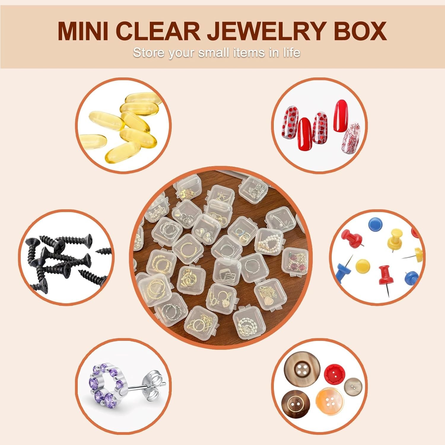 80 PCS Small Clear Jewelry Containers, Mini Transparent Plastic Bead Storage ...
