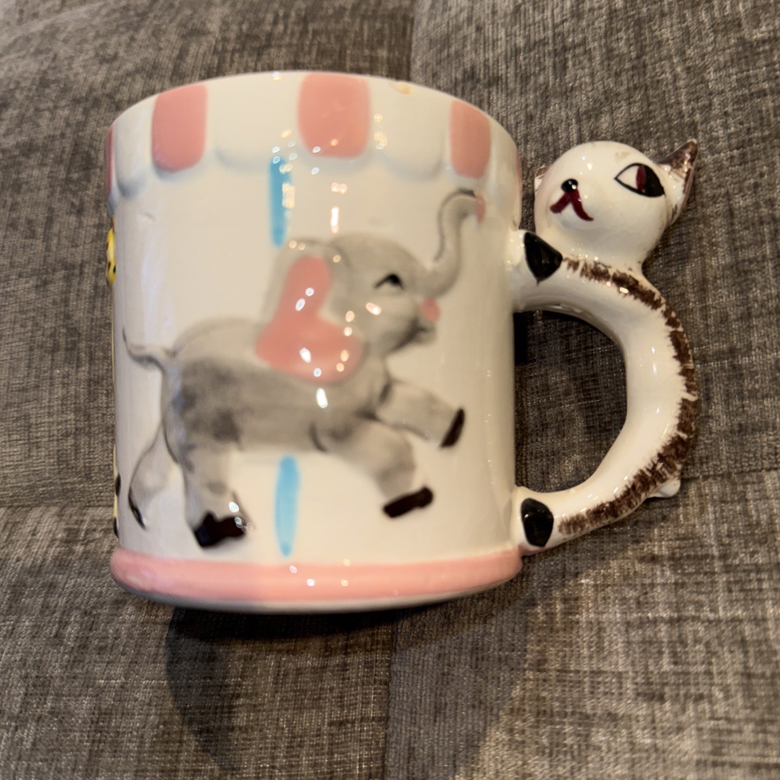MINT 1960 ALL GONE Child's Mug Porcelain Circus Animals Carousel Merry-Go-Round