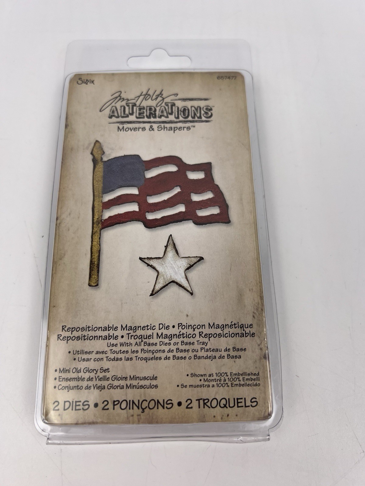 Tim Holtz Alterations Mini Old Glory Flag Star Movers Shapers Cutting Die Sizzix