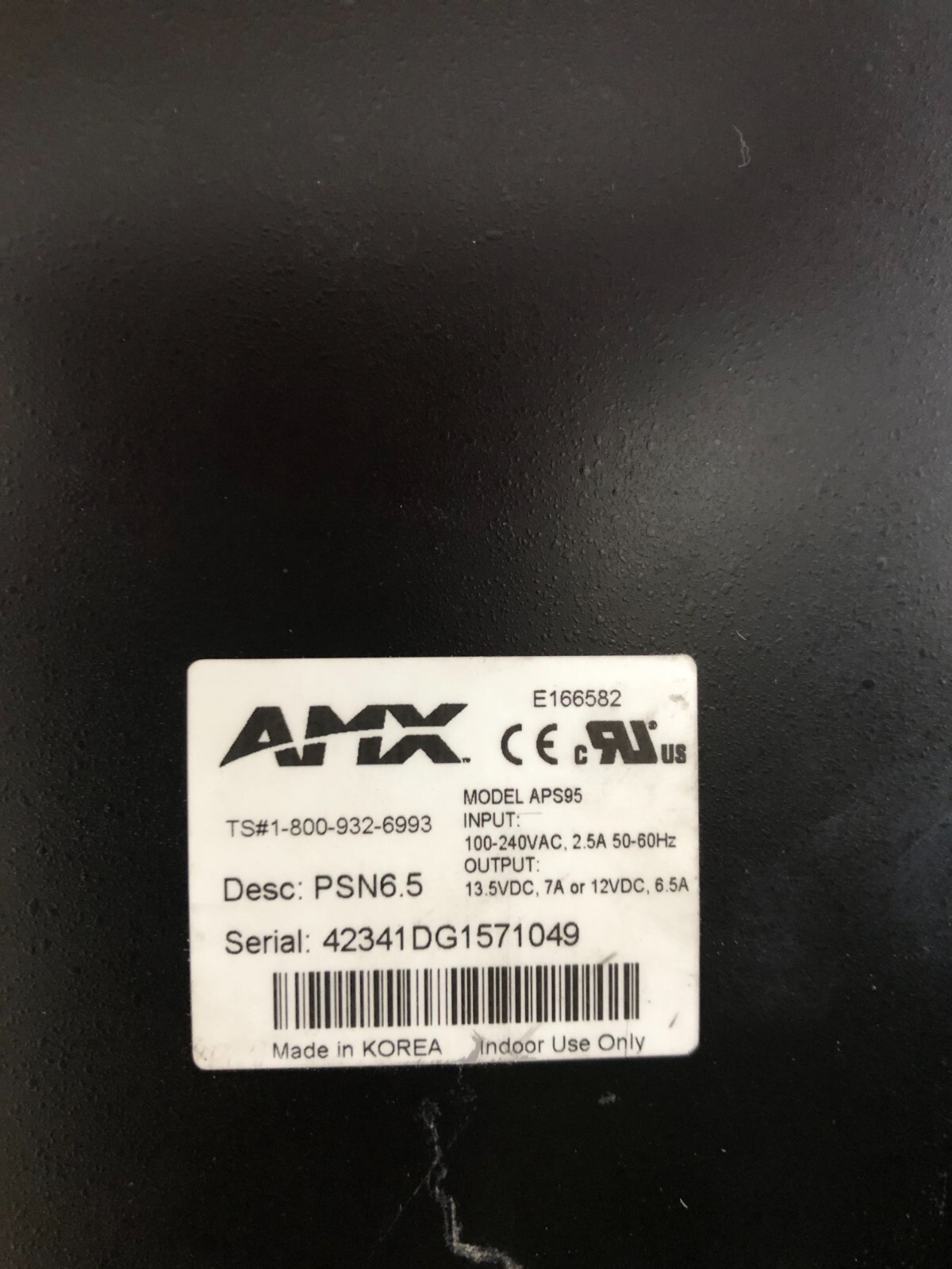 AMX APS95 Psn6.5 Model NetLinx Power Supply