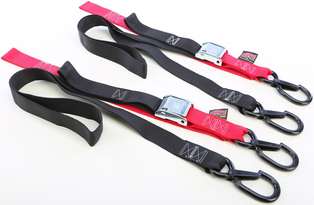 Tie Down Cam Sec Hook Soft Tye Fits 1.5"X6' Black/Red Pair