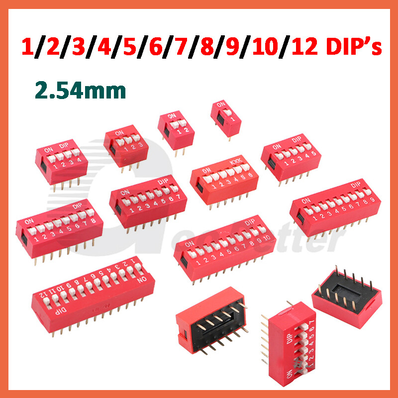 Slide Dip Switch Module 2.54mm DIL ON/OFF PCB Breadboard For PI 1 to 12 DIP