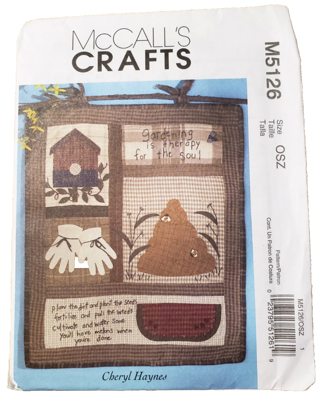 McCall's Crafts Pattern Quilted Applique Wall Hanging 42" X 50" Bees & Gardening