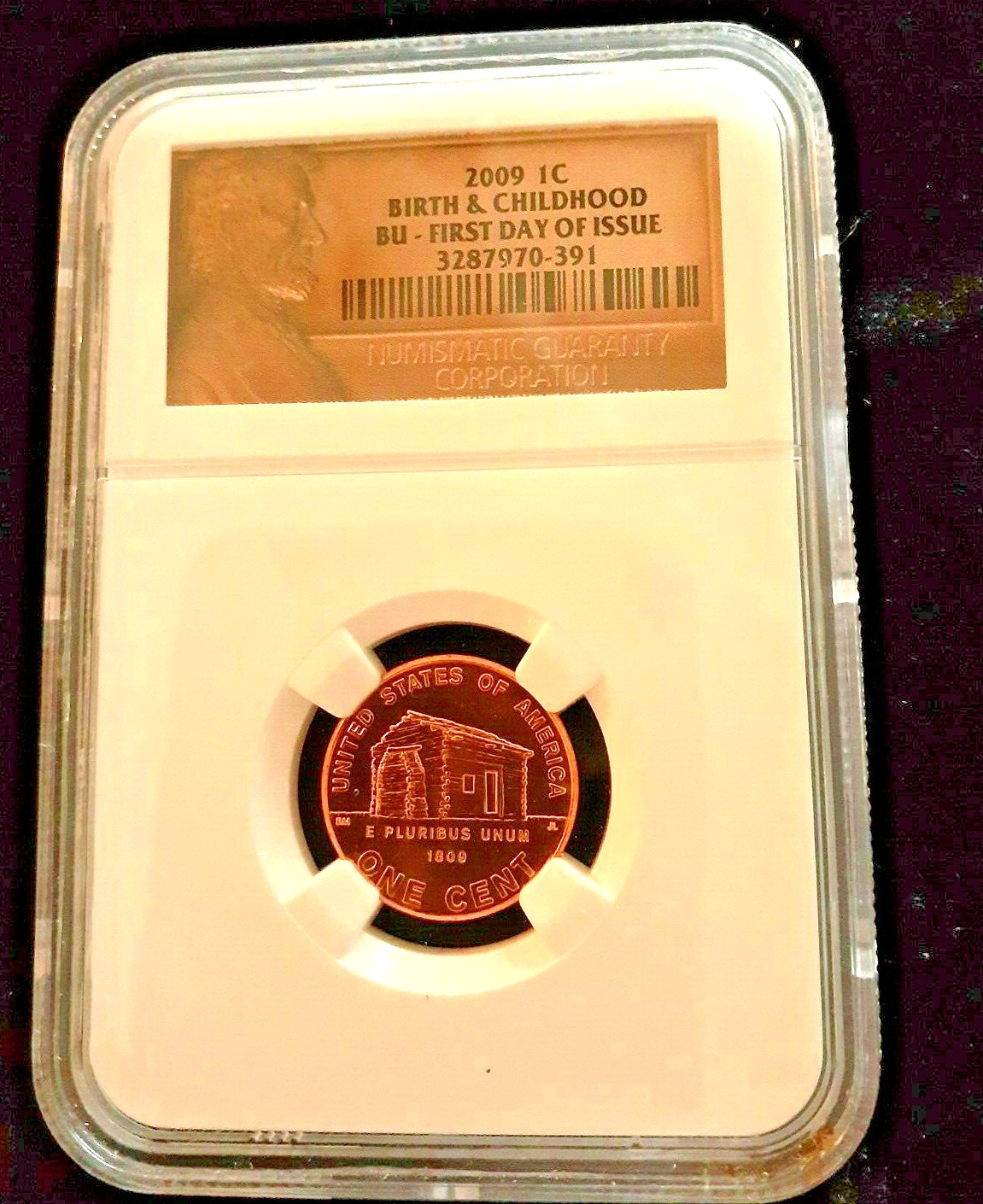 2009  ONE CENT BIRTH & CHILDHOOD BU  FIRST DAY OF ISSUE     UNC