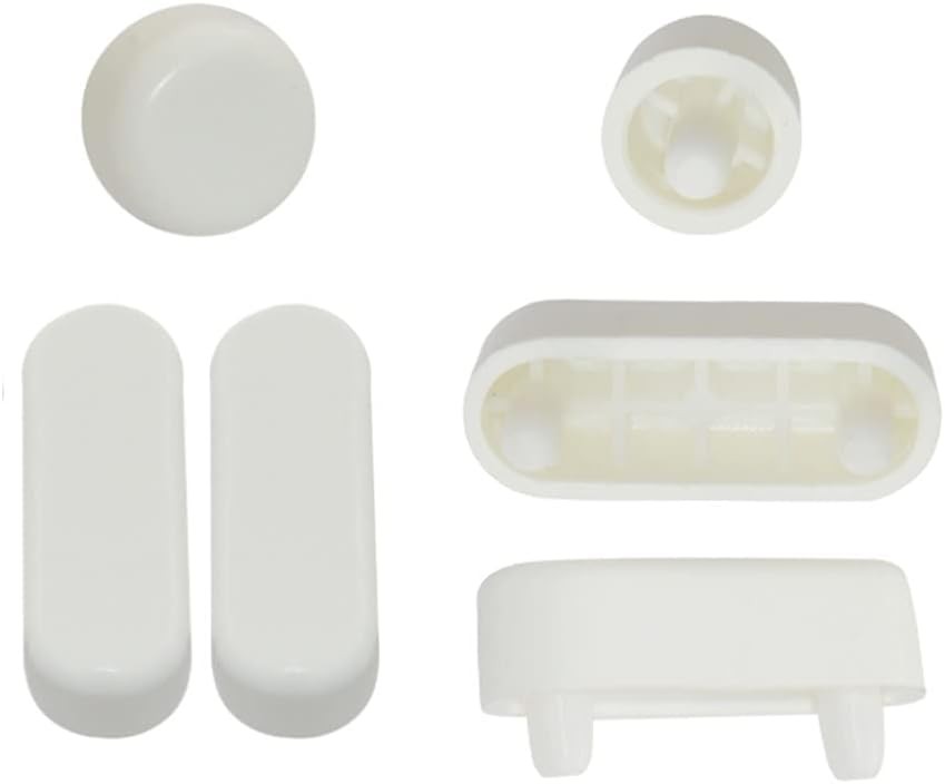 6 Pieces Wood Toilet Seat Buffers Set in White Round & Long 30mm Cushion Stopper