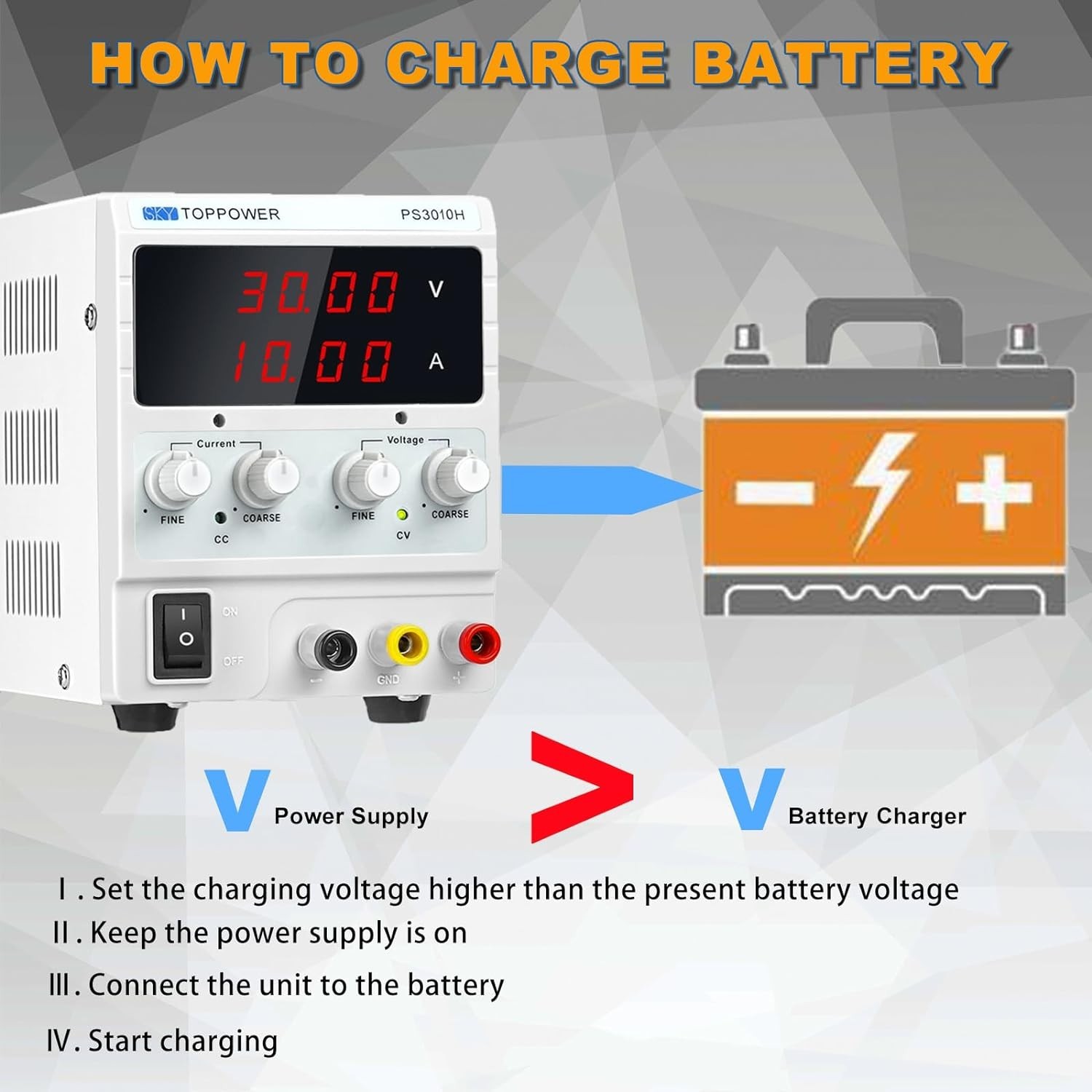DC Power Supply Variable,0-30V 0-10A Adjustable Regulated Bench Lab Power wit...