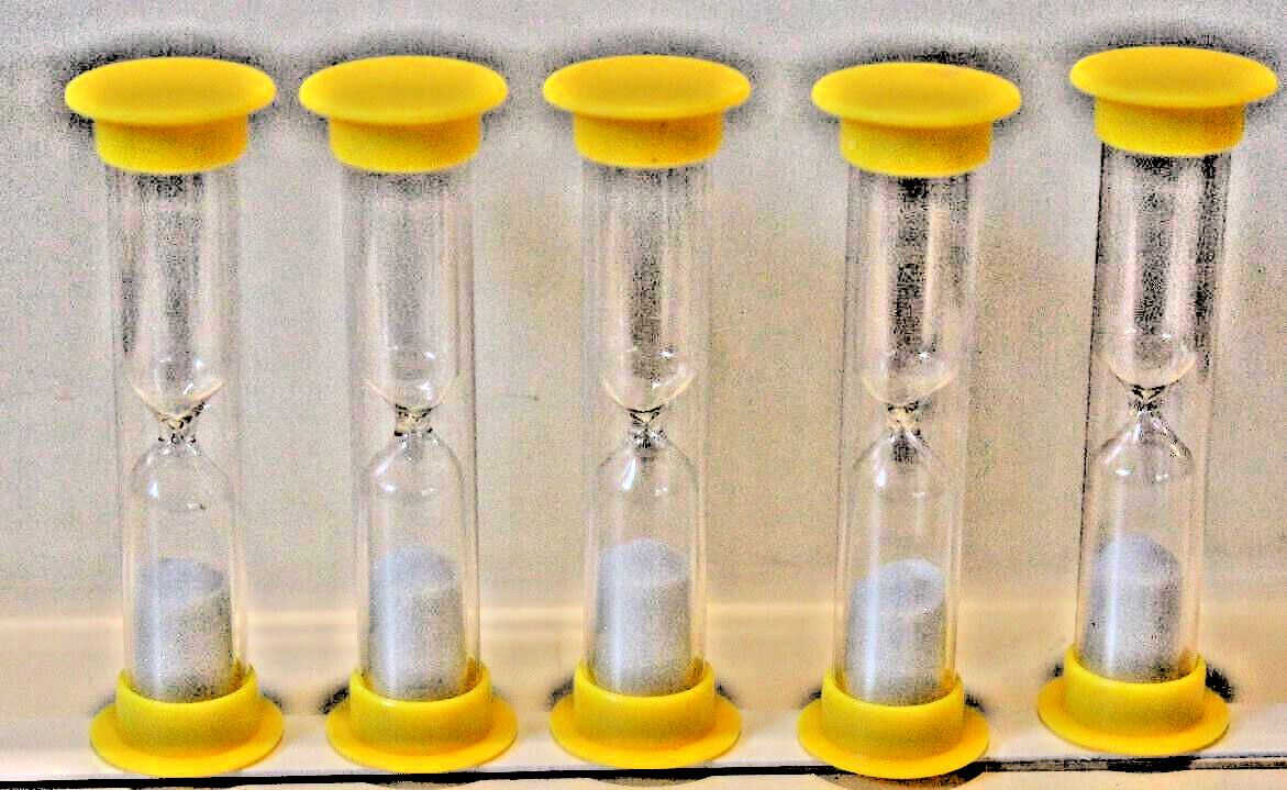 Sand Timer Hourglass (PVC) Timer 2 Min +/- Game Replacement Color Yellow Set 5