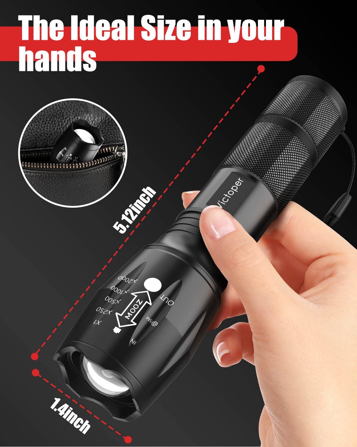 LED Flashlight 4 Pack, Bright 2000 Lumens Tactical Flashlights High Lumens wi...